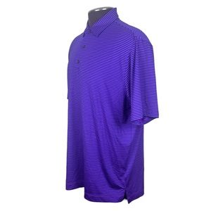 FootJoy Striped Short Sleeve Golf Polo Size Large Golf Athletic Stretch Purple